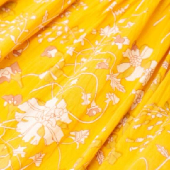 Matta NYC Gold Yellow Floral Print Gauze Midi Dress Size XS Great Condition - Picture 3 of 13